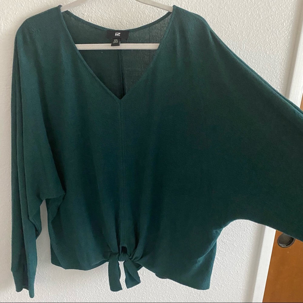 Dark Green Dolman-Sleeve Sweater